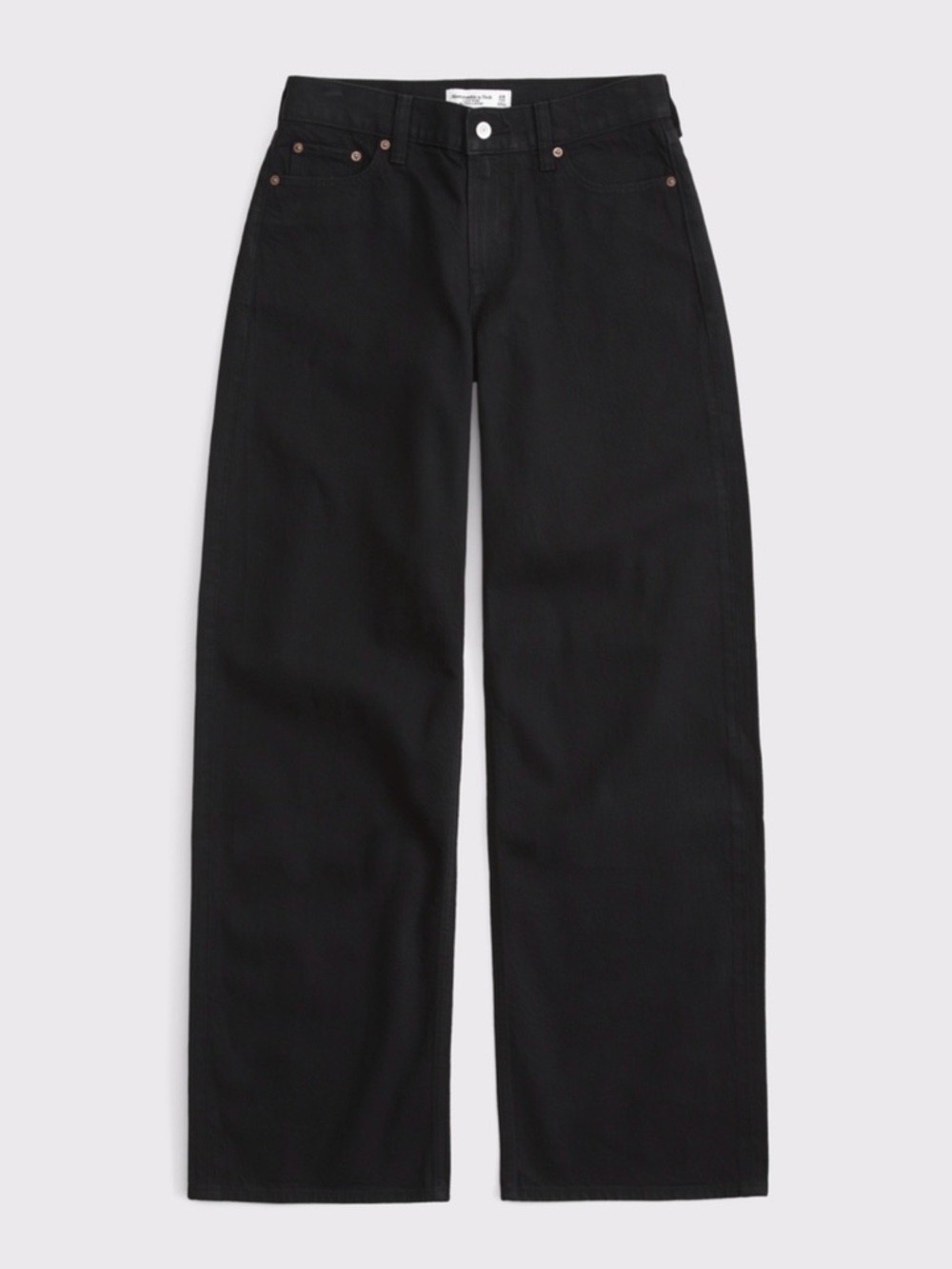 WOMEN. LOW RISE Black Wide Leg Jean. Abercrombie and Fitch.